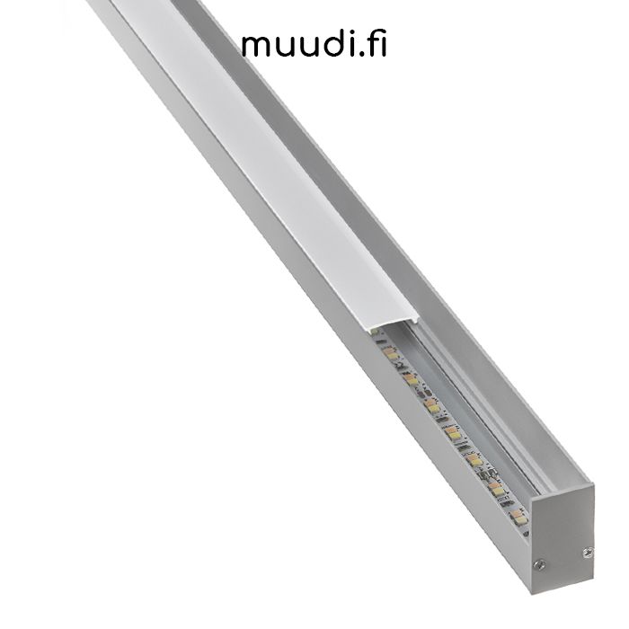 LED-asennuslista FTLight, alumiini, kulma-asennus, maitolasi, 2,0m