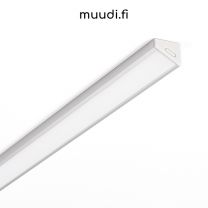 Kulmalista kannella LED-nauhalle esimerkiksi kattoon tai hyllyihin